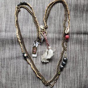 Quirky curb chain & beaded necklace with charms